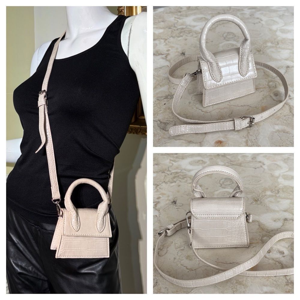 LA Express Le Chiquito Mini Crossbody Bag Croc Embossed Jacquemus Style